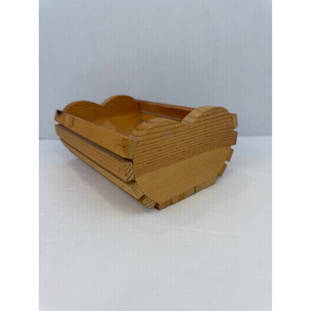 Wooden Heart‎ Shape Crate Basket Handmade Cottage Country Style